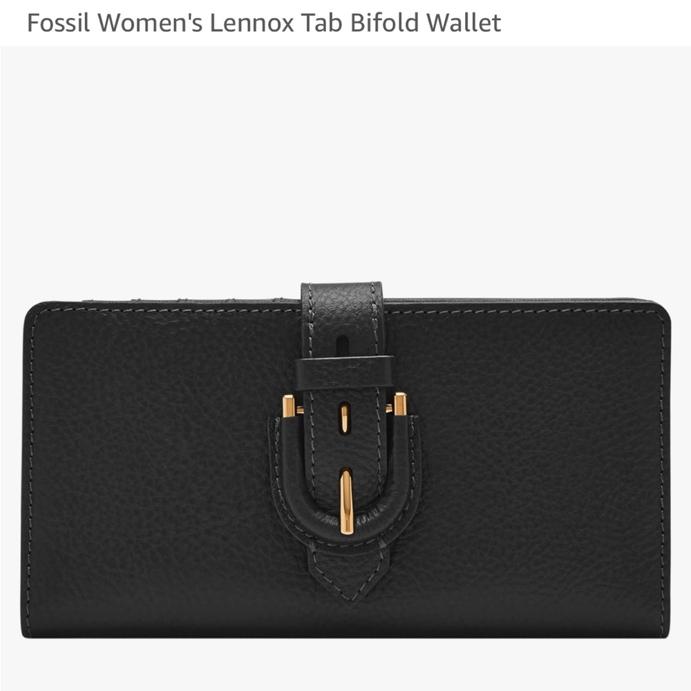 Fossil Black Bifold Wallet with Gold Accents